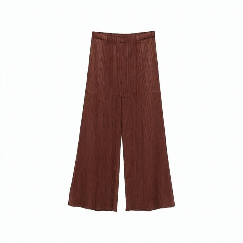 PLEATS PLEASE Wide-Leg Cropped Pants with Pleated Texture